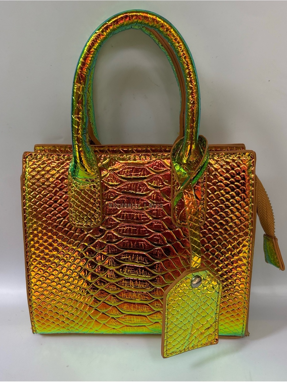 Nathaniel Noir Noir- X Iridescent Vitro Chrome Croc-Embossed Mini Bag